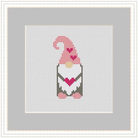 Also, free pattern downloads for beading, cross stitch, knitting, crochet. Valentine gnome cross stitch pattern Valentine's Day decor ...