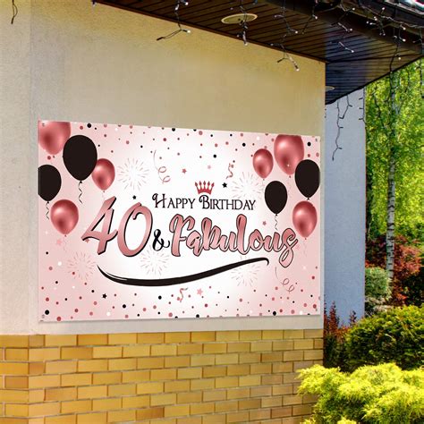 Buy 40th Happy Birthday Party Decoration Rose Gold Women 40th Banner