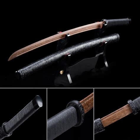 Handmade Wooden Blade Bokken Practice Katana Samurai Sword With Black
