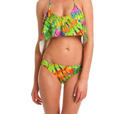 Trina Turk Palms Shirred Side Hipster Swim Bikini Bottom Regular Size Small Nwot Ebay