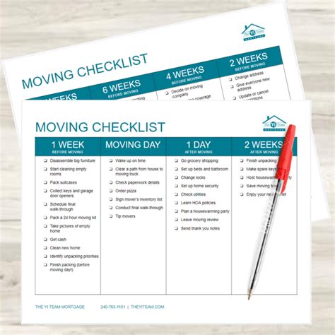 Stress Free Moving Checklist The Yi Team Mortgage On A Mission