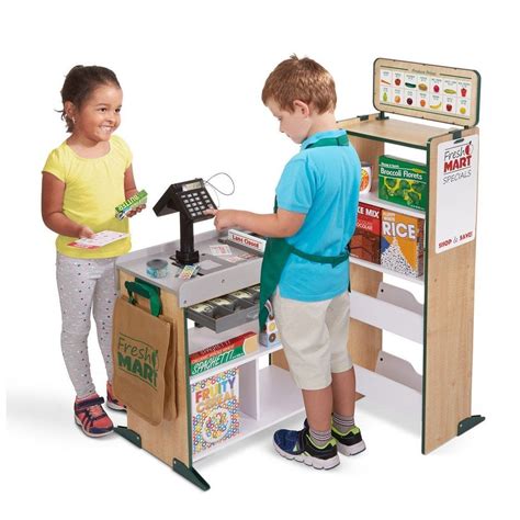 Melissa And Doug Freestanding Wooden Fresh Mart Grocery Store Role Play