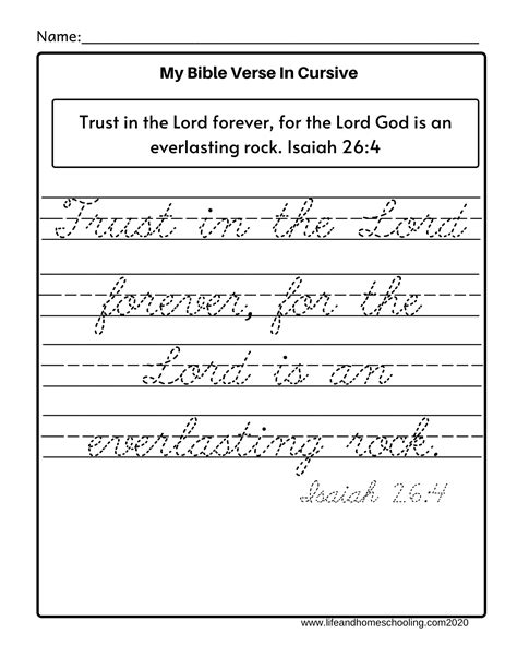 Free Tracing Bible Verses For Kids Cursive Lifeandhomeschooling