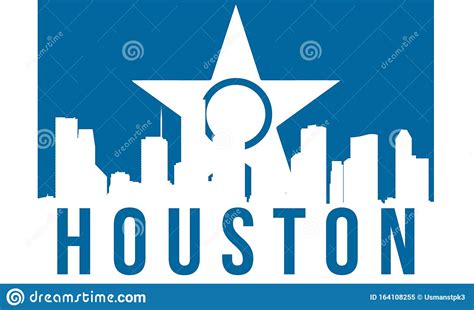 Houston City Skyline And Landmarks Silhouette Black And White Design