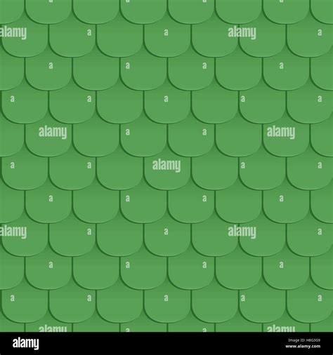 Shingles Roof Seamless Pattern Green Color Classic Style Vector