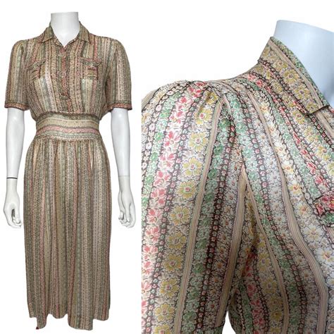 1930s Tea Dress With Floral Print Etsy