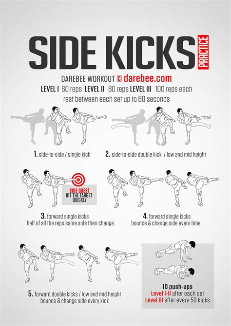 Side Kicks Practice Kickboxing Workout Taekwondo Training Martial Arts