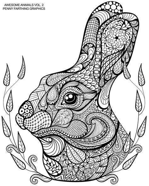 Cute Bunny From Awesome Animals Vol 2 Mandala Coloring Pages