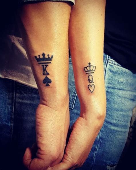 Matching tattoos king and queen 50 King and Queen Tattoos for Couples | herinterest.com/