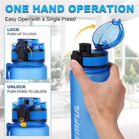 Gemful Water Bottle With Time Marking 1 Litre With Both Removable Straw