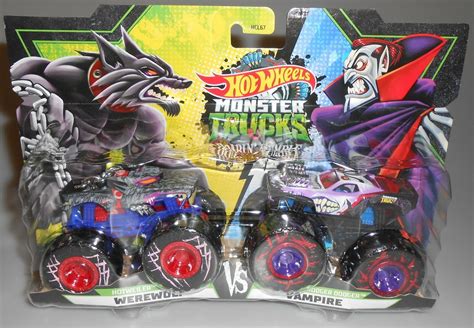 Hot Wheels Monster Trucks 2 Pack Roarin Rumble Werewolf Vs Vampire