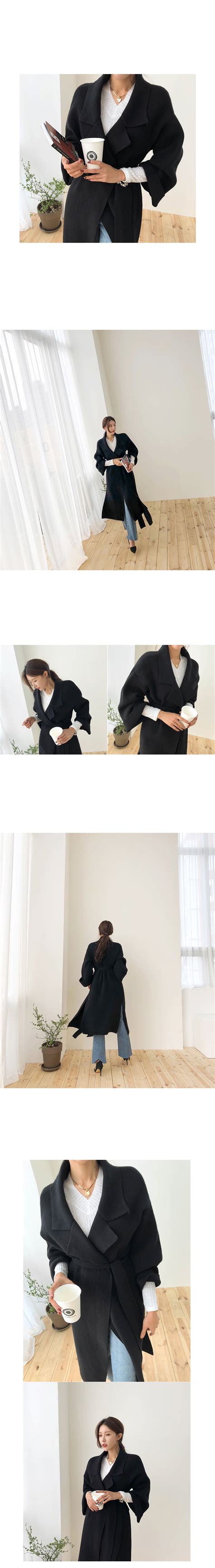 Notch Collar Self Tie Long Cardigan DABAGIRL Your Style Maker Korean Fashions Clothes