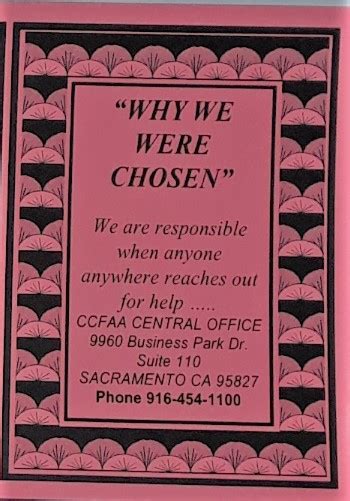 “why We Were Chosen” Wallet Card Aa Sacramento