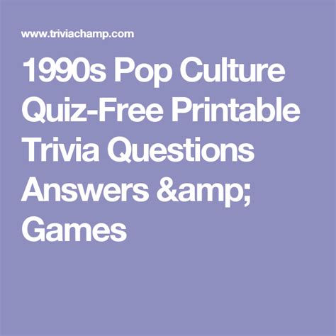 1990s Pop Culture Quiz Free Printable Trivia Questions Answers And Games
