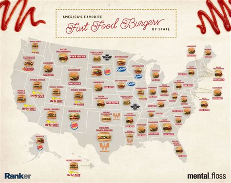 favorite fast food burgers of each u s state vivid maps