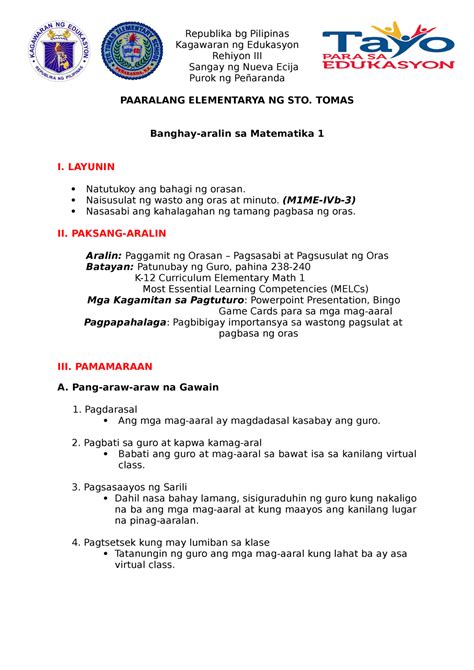 Filipino Detailed Lesson Plan Masusing Banghay Aralin Sa Filipino My