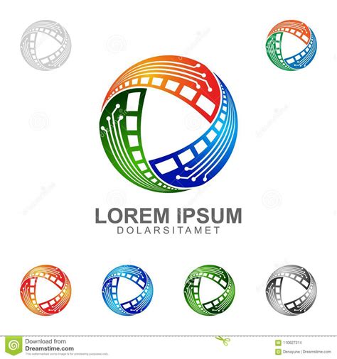 Media Vector Logo Design With Three Element Concept Represented Media