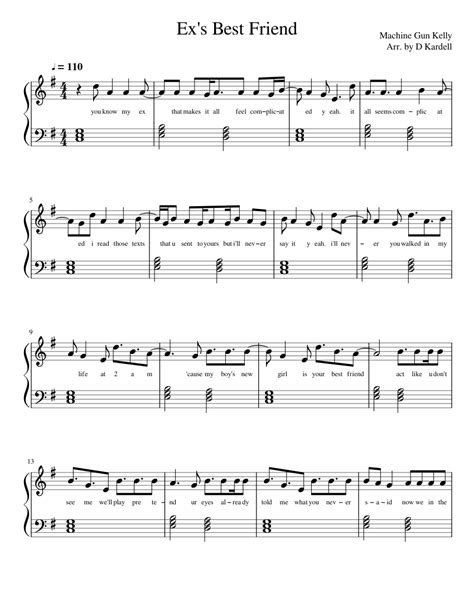 my ex s best friend sheet music for piano solo easy