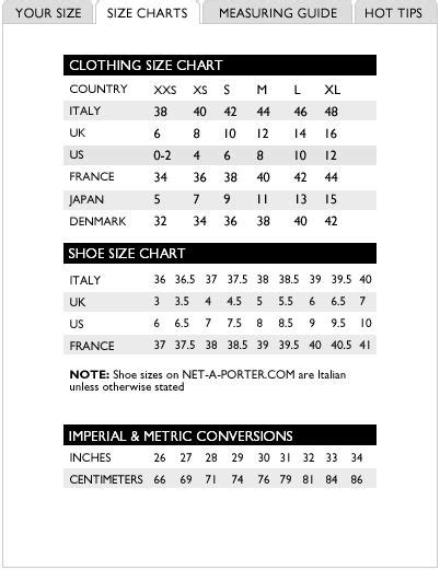 French Sizing vs. Italian | Clothing size chart, Italian outfits, Size ...