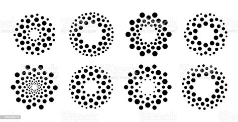 Dot Logo Set Abstract Technology Round Sign Set Black Circles Icon