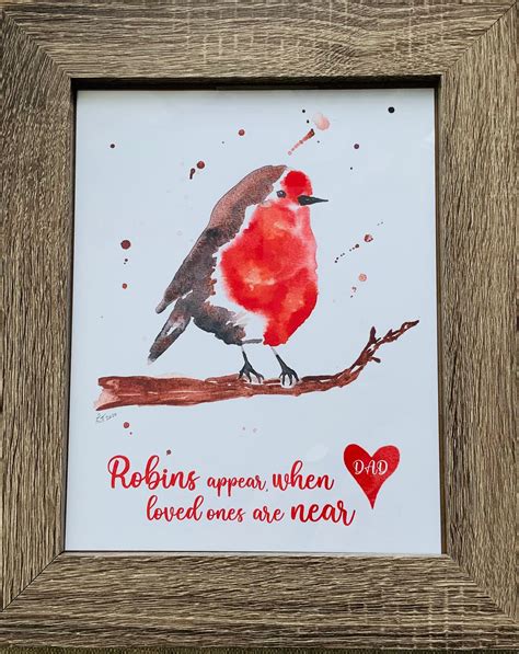 Framed Robin Remembrance Art Memory Robin Art Robins Appear Etsy