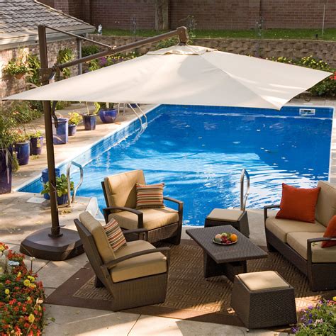 Florida backyard's marine grade polymer (mgp) products bring durability and fashion together. Coral Coast 10-ft. Square Rotating Offset Umbrella with ...
