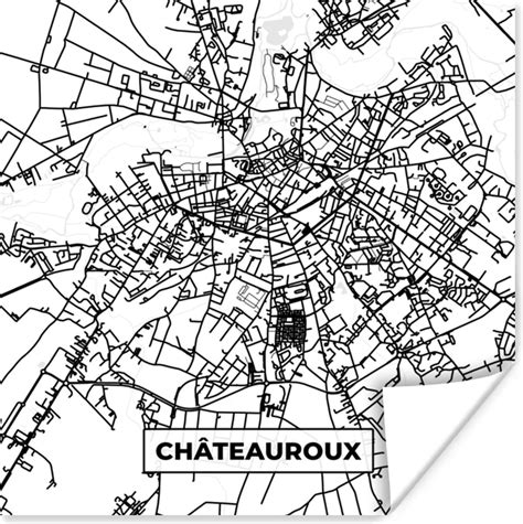 Poster Kaart Plattegrond Châteauroux Frankrijk Stadskaart