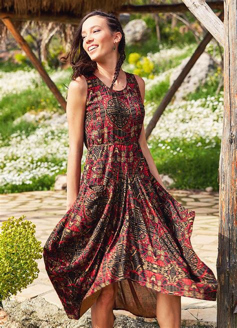 Otantic Print Sleeveless Gypsy Dress Wholesale Boho Clothing