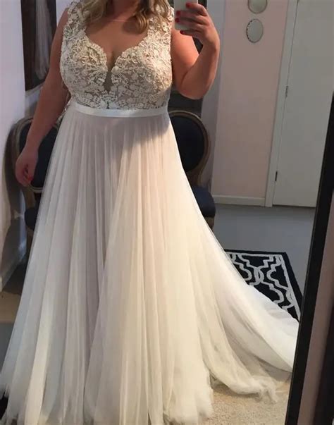 Elegant Plus Size Prom Dress Evening Dress A Line White Lace Bodice Chiffon Long Prom
