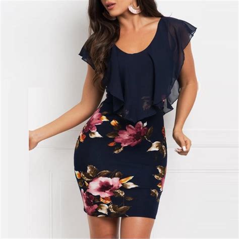 Buy Sexy Womens Sleeveless Floral Printed Bodycon Holiday Party Short