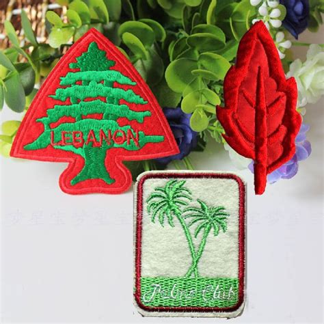 5 Pcsset Coconut Tree Red Tree Embroidered Iron On Patches For Clothes