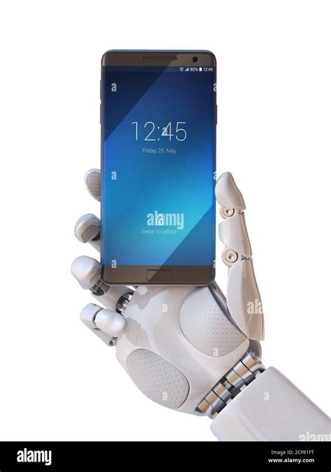 Robot Hand Holding Smart Phone 3d Rendering Stock Photo Alamy