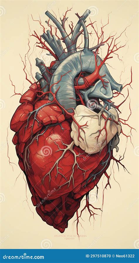Heart Inside Of The Body Anatomy Graphic Generative Ai Stock