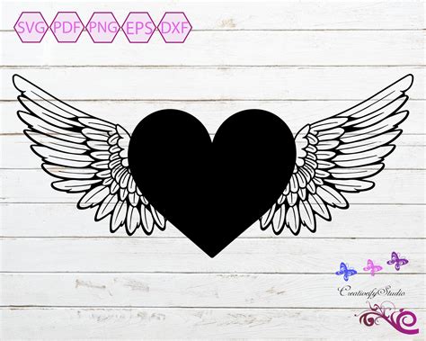 Heart With Wings Svg Memorial Design Heart Vector Tribal
