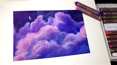 Oil Pastel Drawing Beautiful Purple Cloudssatisfying Art Youtube