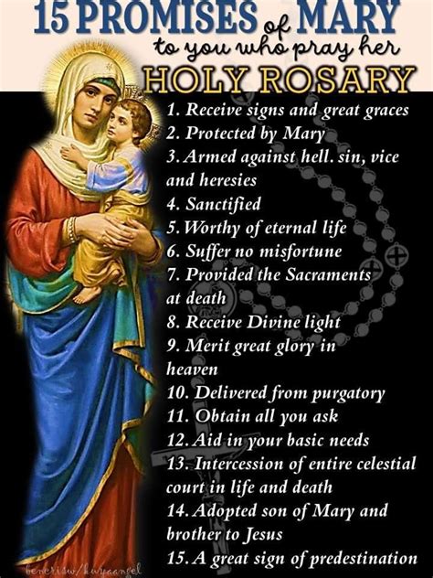 The 15 Promises Of Mary To Those Who Pray Her Rosary Artofit
