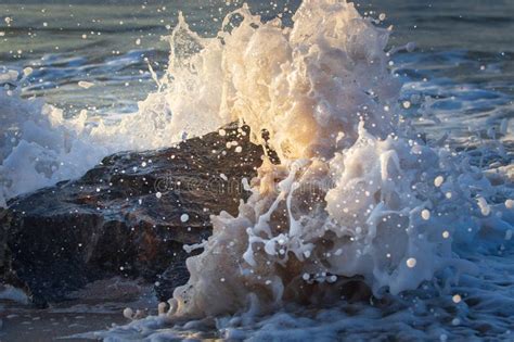 Powerful Waves Crushing On A Rocky Beach Stock Photo Image Of Blue
