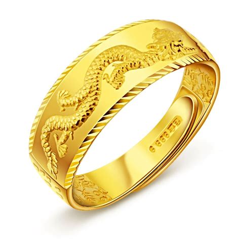 Summer 999 Solid 24k Yellow Gold Ring Lucky Menandwomen Chain Ring
