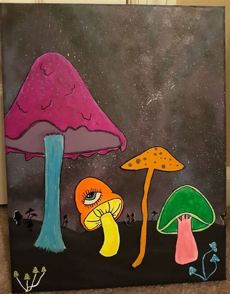 Trippy Mushrooms Mushroom Drawing Trippy Painting Hippie Painting
