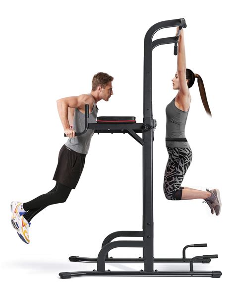4 Level Adjustable Power Tower Workout Dip Stand Pull Up Bar Station