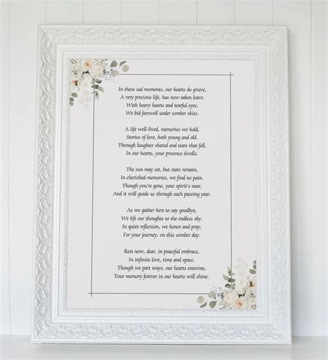 Uplifting Funeral Poem, Short Poems for Funerals, Memorial Poems to