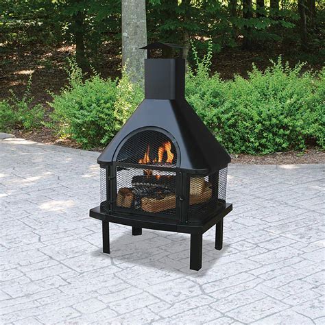 Outdoor Wood Burning Fireplace Black Waf1013c