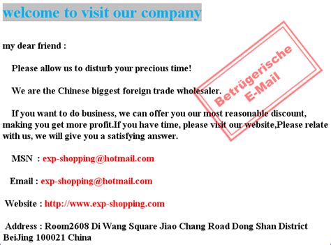 Die idee der täuschung ist schon so alt wie die menschheit. Spam und Fake-Shops der Chinesischen Datensammler 2007 ...