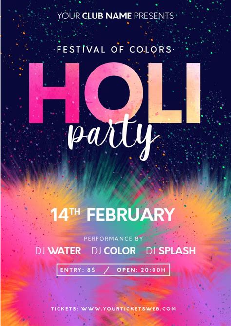 Free Vector Happy Holi Festival Poster Festival Posters Holi Party