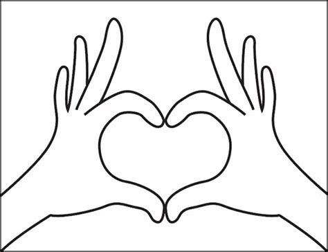Easy How To Draw Two Hands Making A Heart Tutorial And Coloring Page