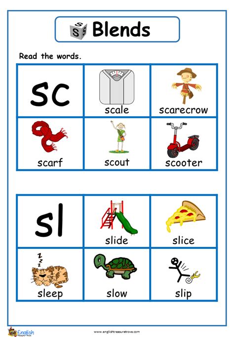 Sl Sc English Phonics Worksheet English Treasure Trove