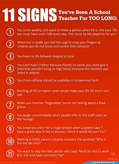 11 Signs You've Been A School Teacher For Too Long: Poster