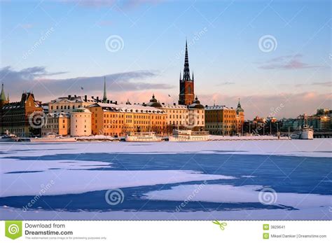 Winter In Stockholm With Snow Stock Image Image Of