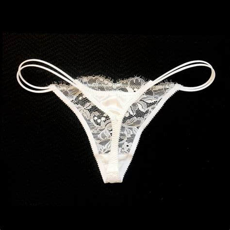 Bridal Panties Lace Thong In White Leavers Lace Marianna Giordana Paris