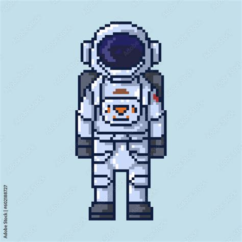 Cosmonaut Isolated Vector Astronaut Pixel Game Style Illustration